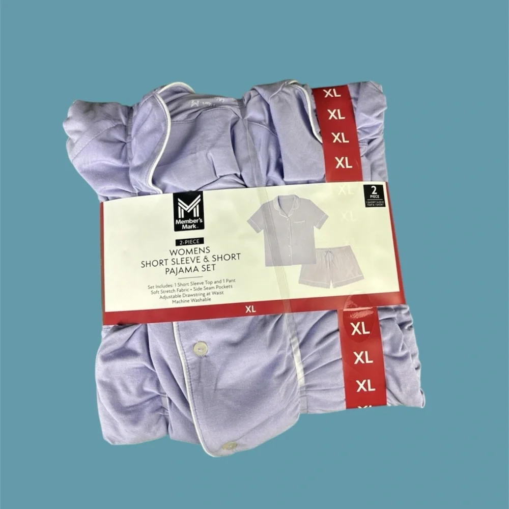 New Purple Pajama Set with Short Sleeves and Elastic Waistband New Choose Size - Picture 6 of 6